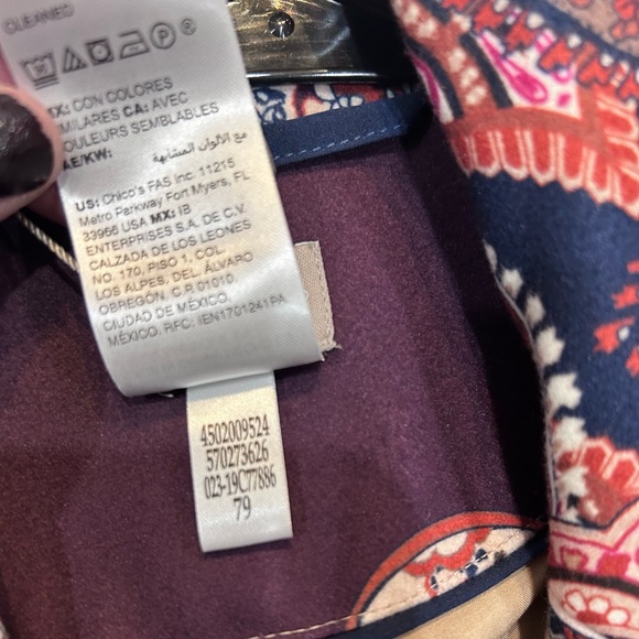 Chico’s Paisley Print Lined Colorful Trench Coat Button Front Size 0 US 4/6 NWT - Picture 6 of 12